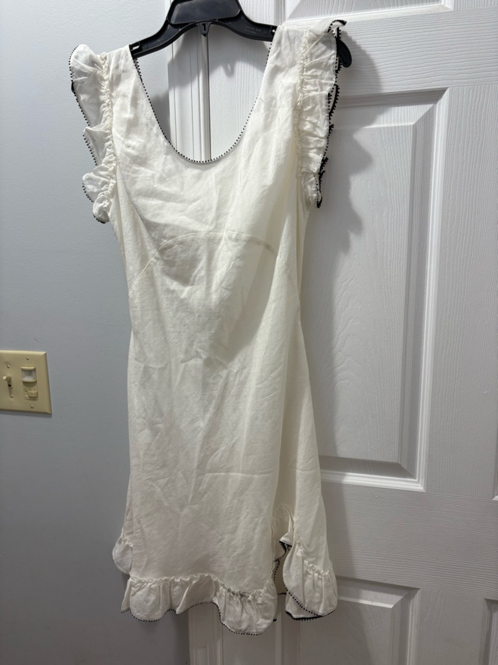 MORGAN LANE Revolve Dillon Midi Dress In White Swiss Dot Silk/Cotton Size Large